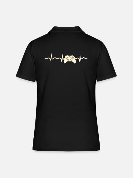 battement de coeur de gamer gaming - Polo Femme - noir