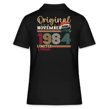 39. Geburtstag November Jahrgang 1984 Kassette - Frauen Polo Shirt - Schwarz - Hinten - Ailine (174cm)