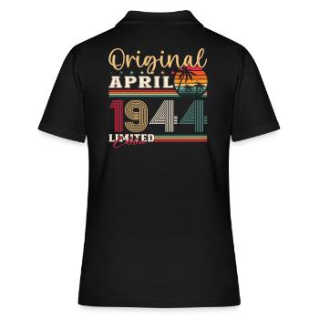 80. Geburtstag Mann Original April Jahrgang 1944 - Frauen Polo Shirt - Schwarz - Hinten - Ailine (174cm)