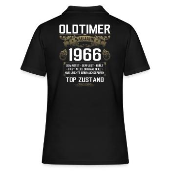 60. Geburtstag Oldtimer 1966 Jahrgang 66 - Frauen Polo Shirt - Schwarz - Hinten - Ailine (174cm)