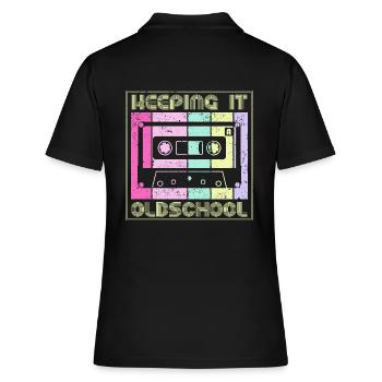 80s 90s Cassette Mixtape Retro Funny - Women's Polo Shirt - black - Back - Ailine (174cm)