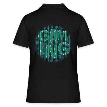 Gaming-Szene-digital - Frauen Polo Shirt - Schwarz - Hinten - Ailine (174cm)