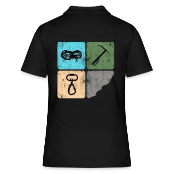 Klettern Bergsteiger Bergfex Eispickel - Frauen Polo Shirt - Schwarz - Hinten - Ailine (174cm)