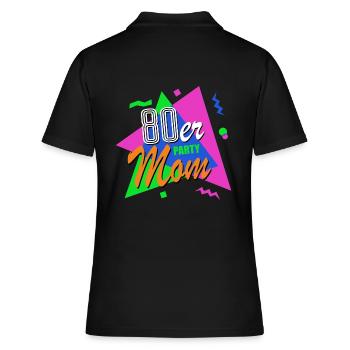 des années 80 maman - des années 80 - coloré + fou - rétro - Polo Femme - noir - Dos - Ailine (174cm)