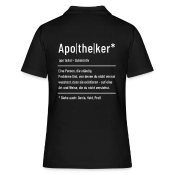 Apotheker - Definition - Lexikon - Frauen Polo Shirt - Schwarz - Hinten - Ailine (174cm)