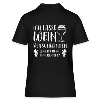Ich lasse Wein verschwinden - Weinkenner Spruch - Frauen Polo Shirt - Schwarz - Hinten - Ailine (174cm)