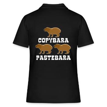 Copybara - Capybara Wortspiel - Copy Paste - Frauen Polo Shirt - Schwarz - Hinten - Ailine (174cm)