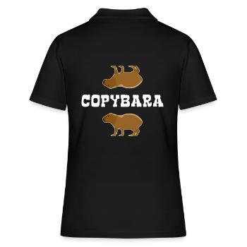 Copybara - Capybara Wortspiel - Copy Paste - Frauen Polo Shirt - Schwarz - Hinten - Ailine (174cm)