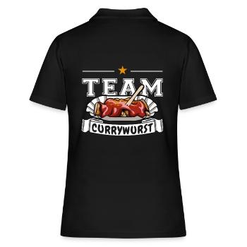 Team Currywurst - Fast Food - Spruch - Frauen Polo Shirt - Schwarz - Hinten - Ailine (174cm)