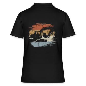 Retro - Vintage - Excavator - Dredging - Women's Polo Shirt - black - Back - Ailine (174cm)