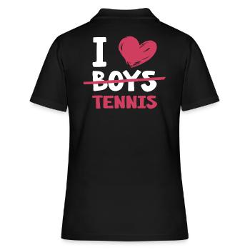 Tennis Match Balle Court de Tennis « Tennis-Girl » - Polo Femme - noir - Dos - Ailine (174cm)