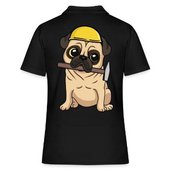 Baustelle Tiefbau Mops Handwerker bauen Hammer Job - Frauen Polo Shirt - Schwarz - Hinten - Ailine (174cm)