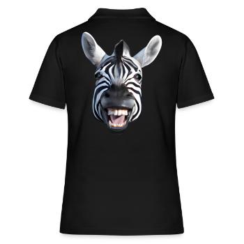 Breit grinsendes Zebra - Frauen Polo Shirt - Schwarz - Hinten - Ailine (174cm)