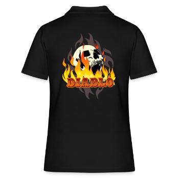 El Diablo, devil, skull, tattoo, flames - Polo Femme - noir - Dos - Ailine (174cm)
