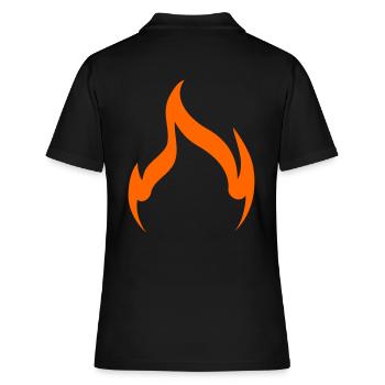 Feuer Flamme Umriss simpel - Frauen Polo Shirt - Schwarz - Hinten - Ailine (174cm)