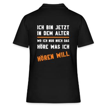 Was ich hören will - Frauen Polo Shirt - Schwarz - Hinten - Ailine (174cm)