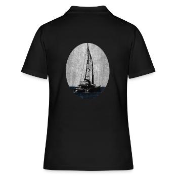 Catamaran Sailboat - Women's Polo Shirt - black - Back - Ailine (174cm)