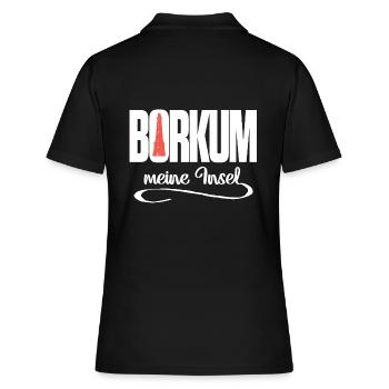 Borkum meine Insel - Frauen Polo Shirt - Schwarz - Hinten - Ailine (174cm)