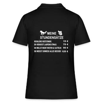 Stundensätze Reitlehrerin Reitlehrer - Frauen Polo Shirt - Schwarz - Hinten - Ailine (174cm)