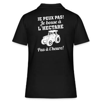 Je bosse à l'hectare - Polo Femme - noir - Dos - Ailine (174cm)
