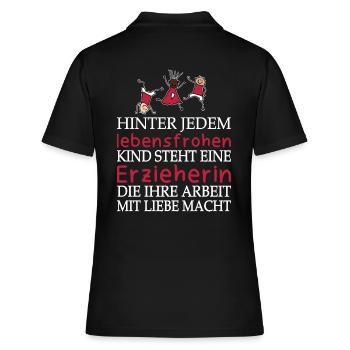 Erzieherin mit Liebe - Frauen Polo Shirt - Schwarz - Hinten - Ailine (174cm)