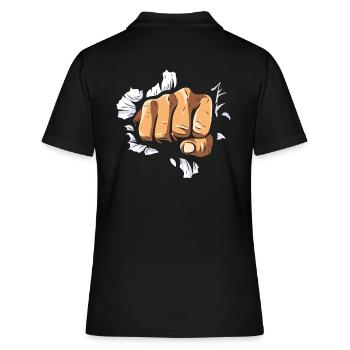 Boxer Faust Faustschlag Wand boxen Kraft Wut K.O - Frauen Polo Shirt - Schwarz - Hinten - Ailine (174cm)