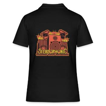 Vintage Stereophonic Hifi Quadrofonie Lautsprecher - Frauen Polo Shirt - Schwarz - Hinten - Ailine (174cm)
