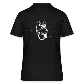 Deutscher Schäferhund mit Sternen - Frauen Polo Shirt - Schwarz - Hinten - Ailine (174cm)