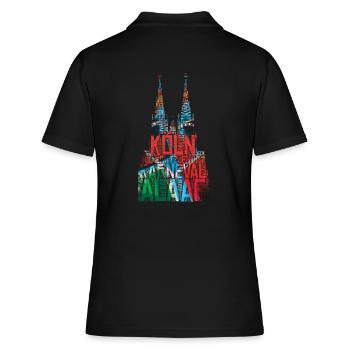 Kölner Dom Köln Karneval - Frauen Polo Shirt - Schwarz - Hinten - Ailine (174cm)