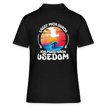 Lasst mich durch nach Usedom Möwe Sonne Strand - Frauen Polo Shirt - Schwarz - Hinten - Ailine (174cm)