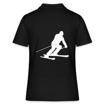 Skifahrer Silhouette - Frauen Polo Shirt - Schwarz - Hinten - Ailine (174cm)
