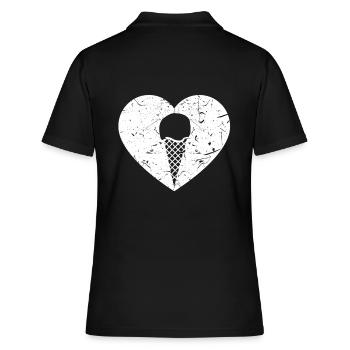 Eis Eiswaffel Kugel - Frauen Polo Shirt - Schwarz - Hinten - Ailine (174cm)