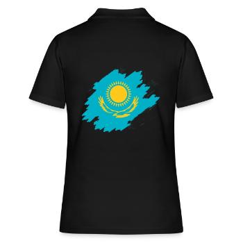 Kasachstan Flagge - Frauen Polo Shirt - Schwarz - Hinten - Ailine (174cm)