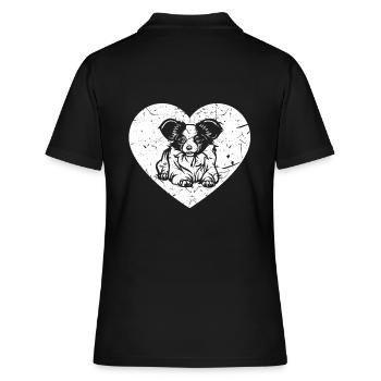 Zwergspaniel Papillon - Frauen Polo Shirt - Schwarz - Hinten - Ailine (174cm)