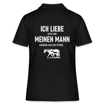 Fraut liebt Mann und Pferde - Frauen Polo Shirt - Schwarz - Hinten - Ailine (174cm)