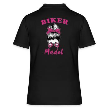 Biker Mädel Lady Motorrad Bikerin - Frauen Polo Shirt - Schwarz - Hinten - Ailine (174cm)