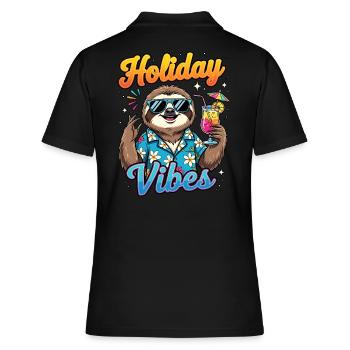 vacances été plage vacancier paresseux plage fête - Polo Femme - noir - Dos - Ailine (174cm)