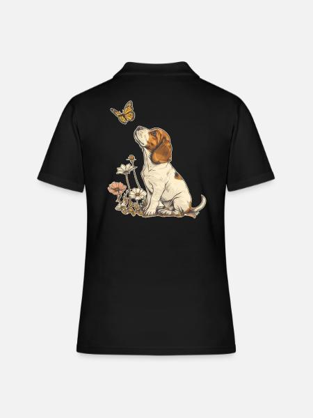 Beagle et papillon - Polo Femme - noir