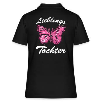 Lieblingstochter Schmetterling - Frauen Polo Shirt - Schwarz - Hinten - Ailine (174cm)