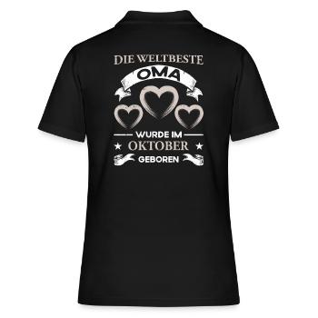 Weltbeste Oma Geburtstag Oktober - Frauen Polo Shirt - Schwarz - Hinten - Ailine (174cm)
