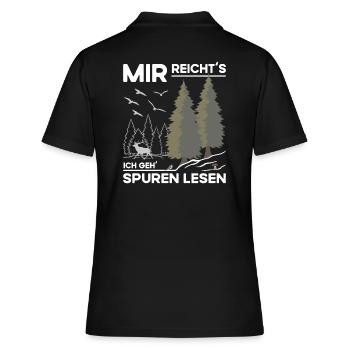 Spuren Lesen - Frauen Polo Shirt - Schwarz - Hinten - Ailine (174cm)