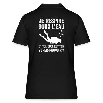 Plongeur Je respire sous l'eau - Polo Femme - noir - Dos - Ailine (174cm)