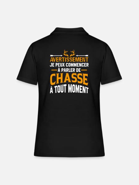 Parler de chasse à tout moment cadeau chasseur - Polo Femme - noir
