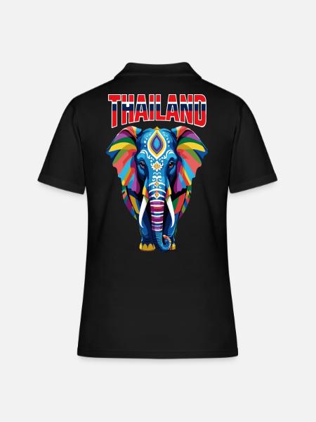 Éléphant abstrait coloré de Thaïlande - Polo Femme - noir