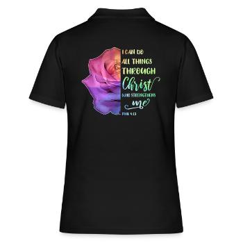 I Can Do All Things Through Christ LGBT Jesus - Frauen Polo Shirt - Schwarz - Hinten - Ailine (174cm)
