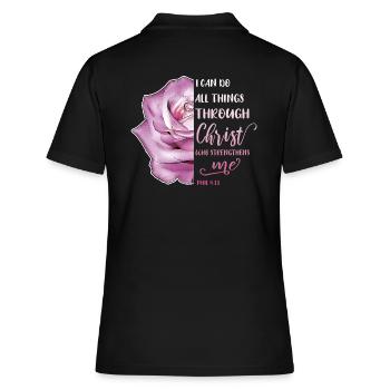 I Can Do All Things Through Christ LGBT Jesus - Frauen Polo Shirt - Schwarz - Hinten - Ailine (174cm)