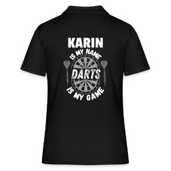 Personalised dart design for darts player Karin - Women's Polo Shirt - black - Back - Ailine (174cm)
