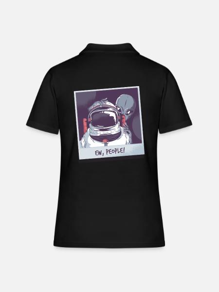 Aliens and astronaut - Women's Polo Shirt - black