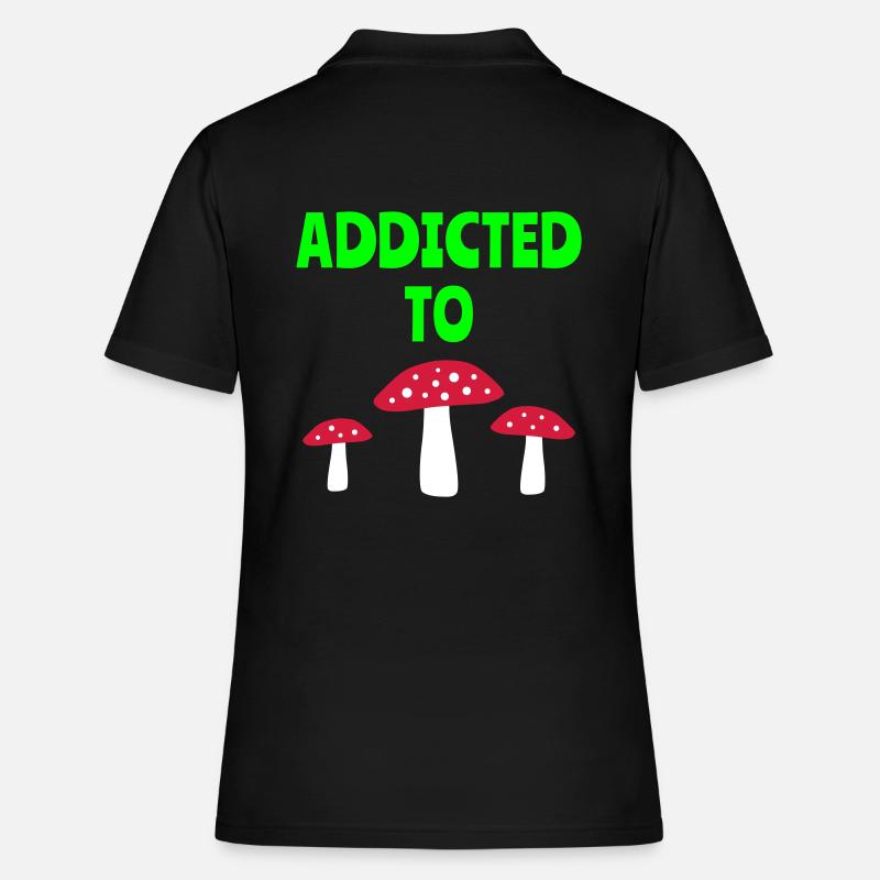 Addicted to fly agarics (three fly agarics) - Women's Polo Shirt - black