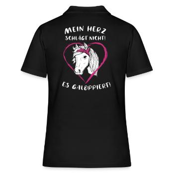 Pferde Herz Reiterin Geschenkidee - Frauen Polo Shirt - Schwarz - Hinten - Ailine (174cm)